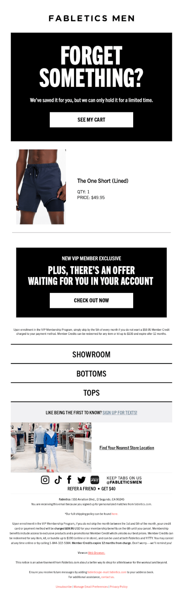 Fabletics’s email design